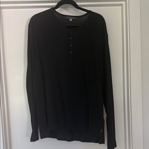 John Varvatos Men's Black Long Sleeve Henley Shirt XL